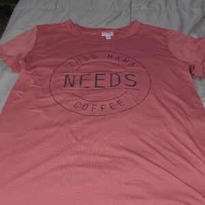 LuLaRoe Pink Top with Multicolor Logo